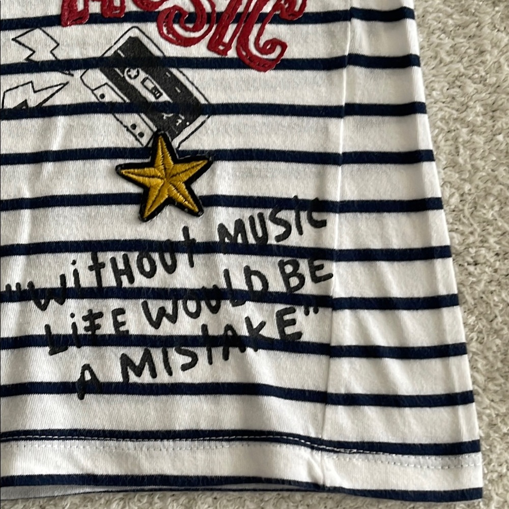 Zara Stripped Short Sleeve Tees with Rock & Roll Graphics - Picture 12 of 12